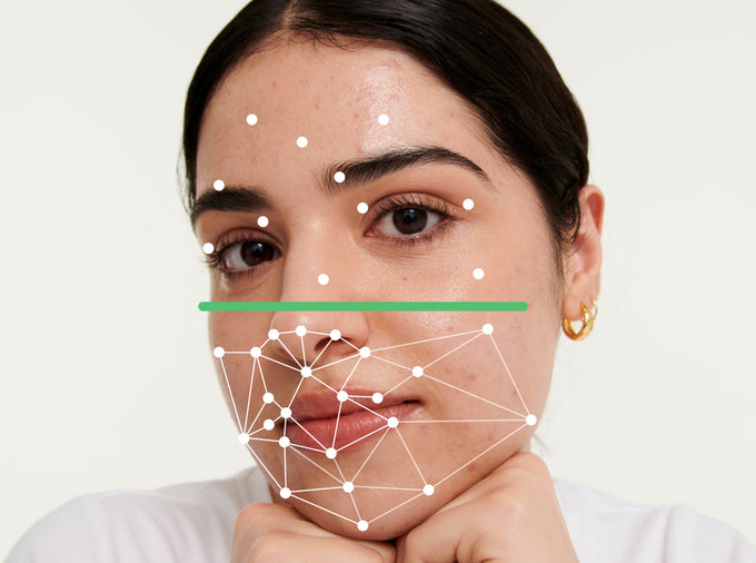 Model with a scan over her face