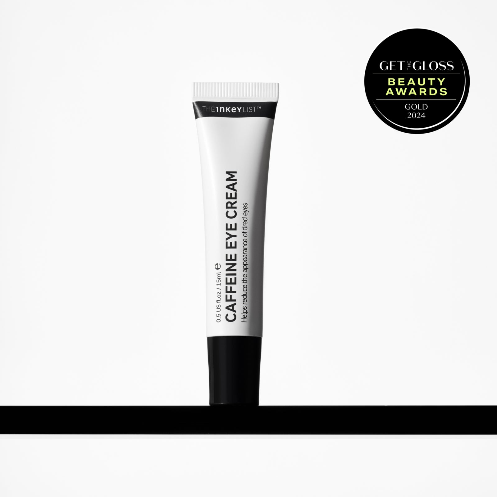 Caffeine Eye Cream product with award roundel