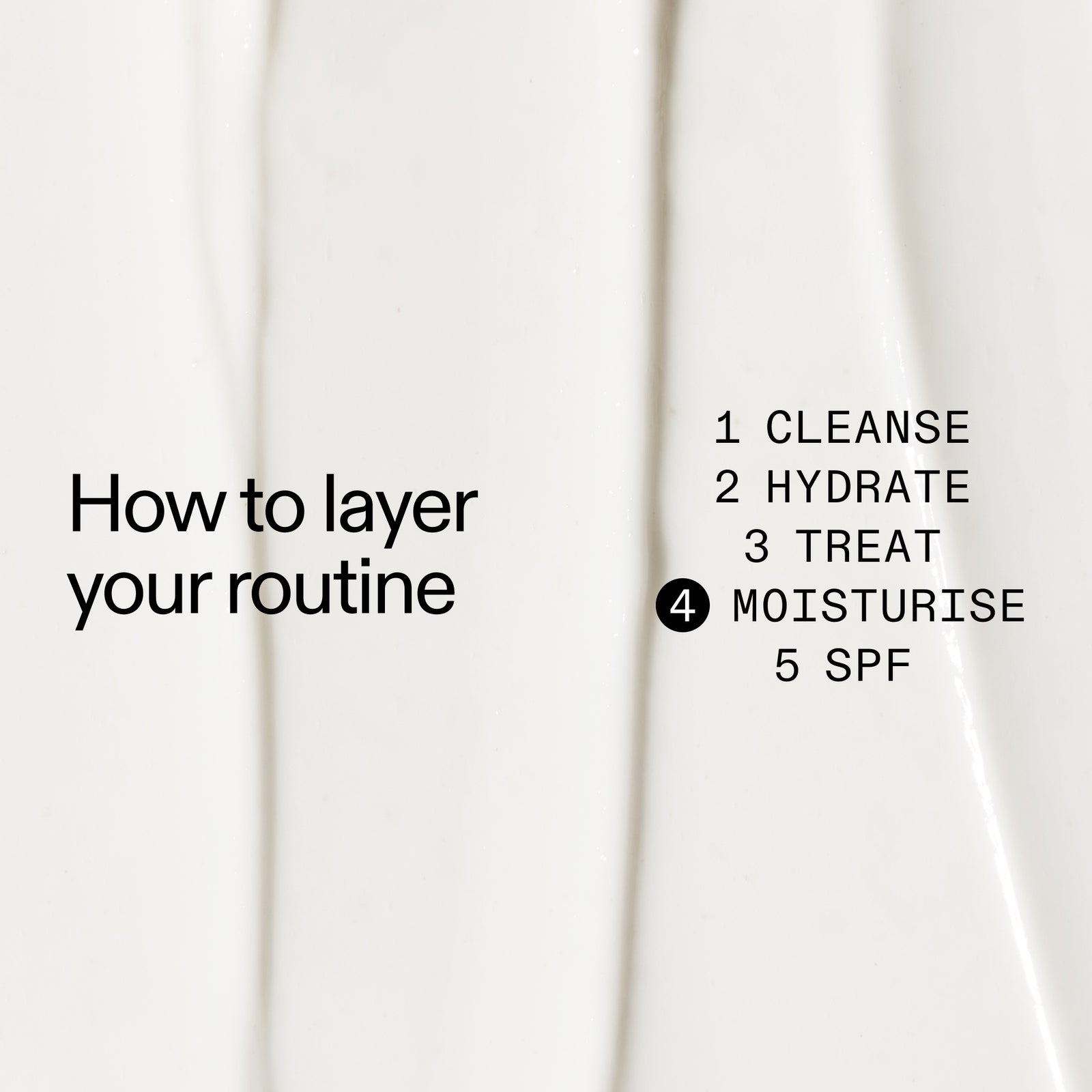 Text on a white background explaining how to layer 10% Urea Moisturiser in a skincare routine.