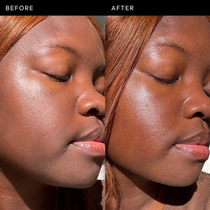 Exosome before and after showing glowing skin