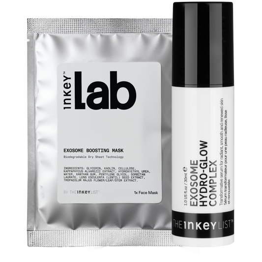 Inkey Lab Exosome Boosting Mask and Exosome Hydro-Glow Complex on a white background