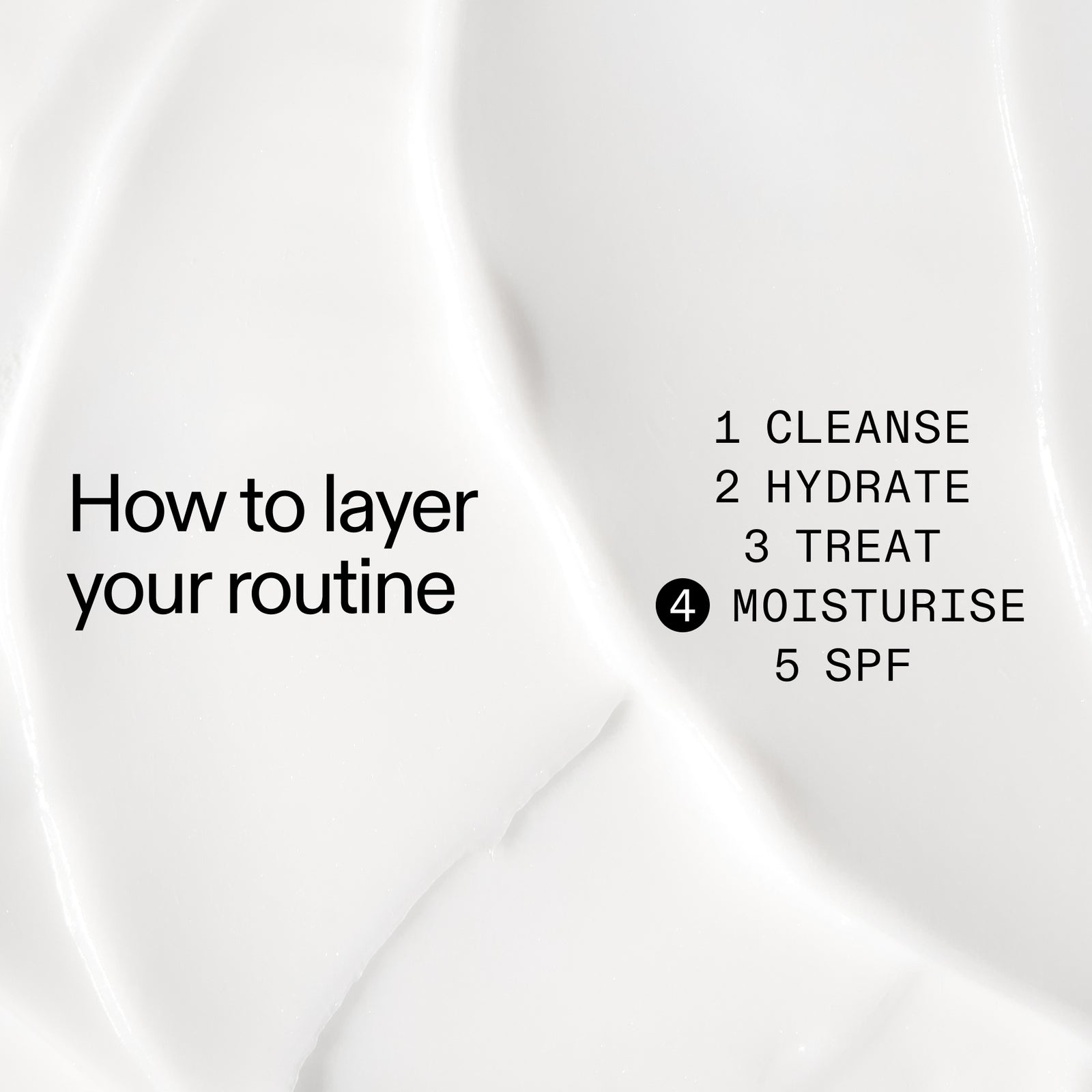 Text on a white background about layering Peptide Moisturiser in a skincare routine with steps listed.