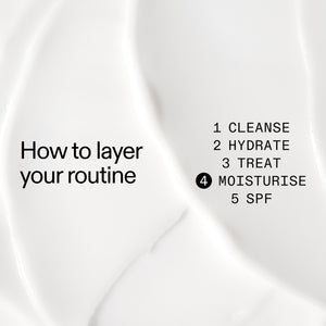 Text on a white background about layering Peptide Moisturiser in a skincare routine with steps listed.