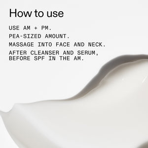 Instructions on how to use a Vitamin B, C and E Moisturiser with a white bowl in the foreground