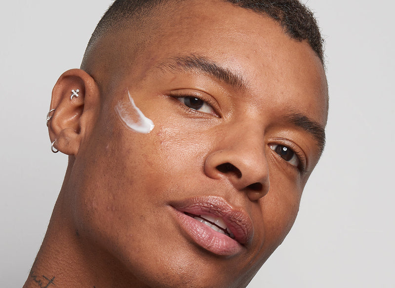 Male model with product on his face