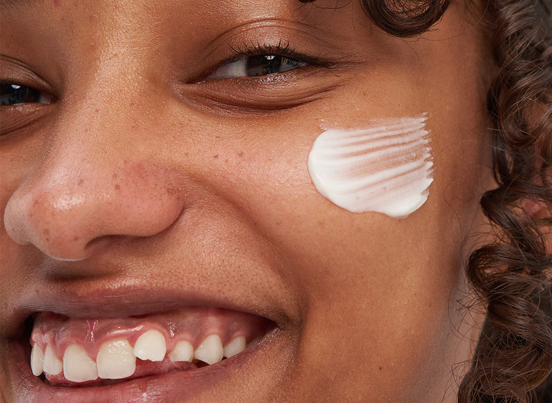Model with product on her cheek