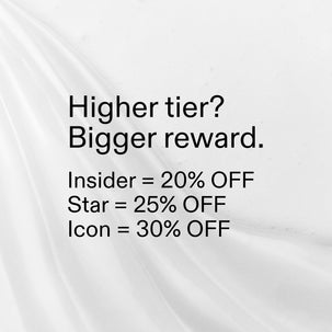 Higher tier, bigger reward. insider = 20% off, star = 25% off, Icon = 30% off 