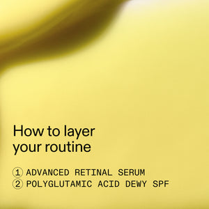 Yellow background with text on how to layer a skincare routine.