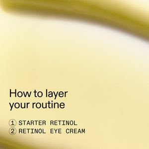 Text on a beige background about layering a skincare routine with retinol products.