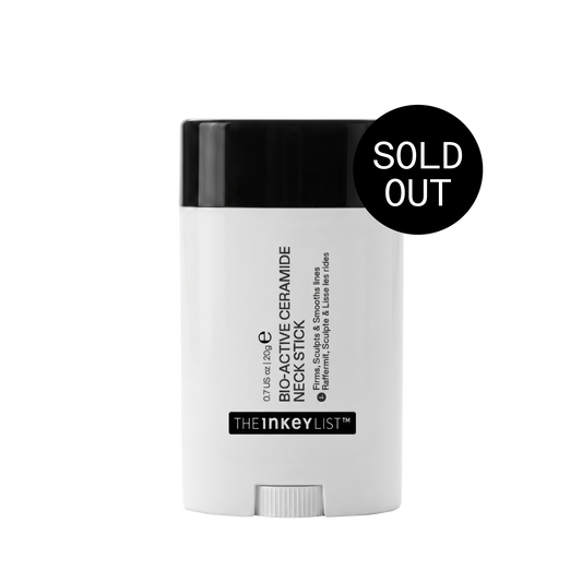 White stick with black cap labeled 'The Inkey List' on a white background, with a 'SOLD OUT' label.