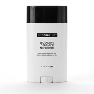 A white and black cosmetic stick container labeled 'THEINKEYLIST Bio-Active Ceramide Neck Stick' on a clean white background.
