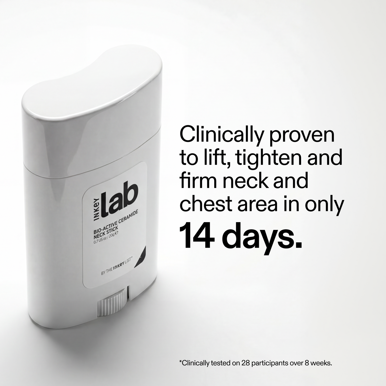 Inkey Lab neck and chest firming product with text on a white background