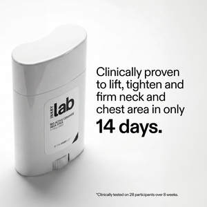 Inkey Lab neck and chest firming product with text on a white background