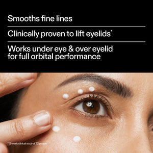 Close-up of eye area using The INKEY List Bio-Active Ceramide Eye Cream – clinically proven to smooth fine lines