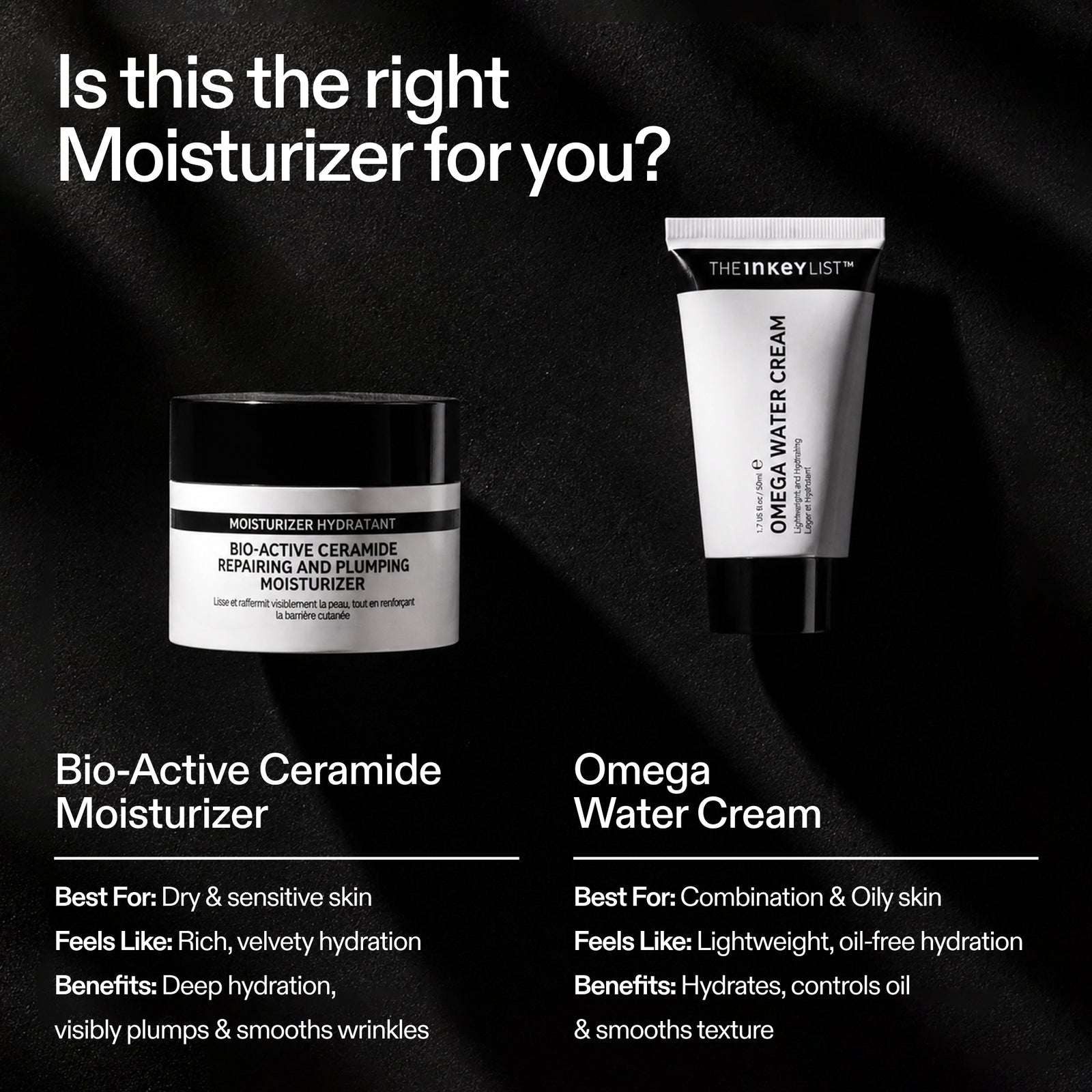 The INKEY List Bio-Active Ceramide Moisturiser benefits with product lineup