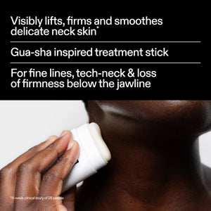 Model applying The INKEY List Bio-Active Ceramide Neck Stick – clinically proven firming treatment stick