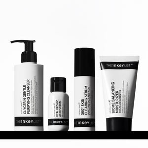 Set of The INKEY List skincare products on a white background