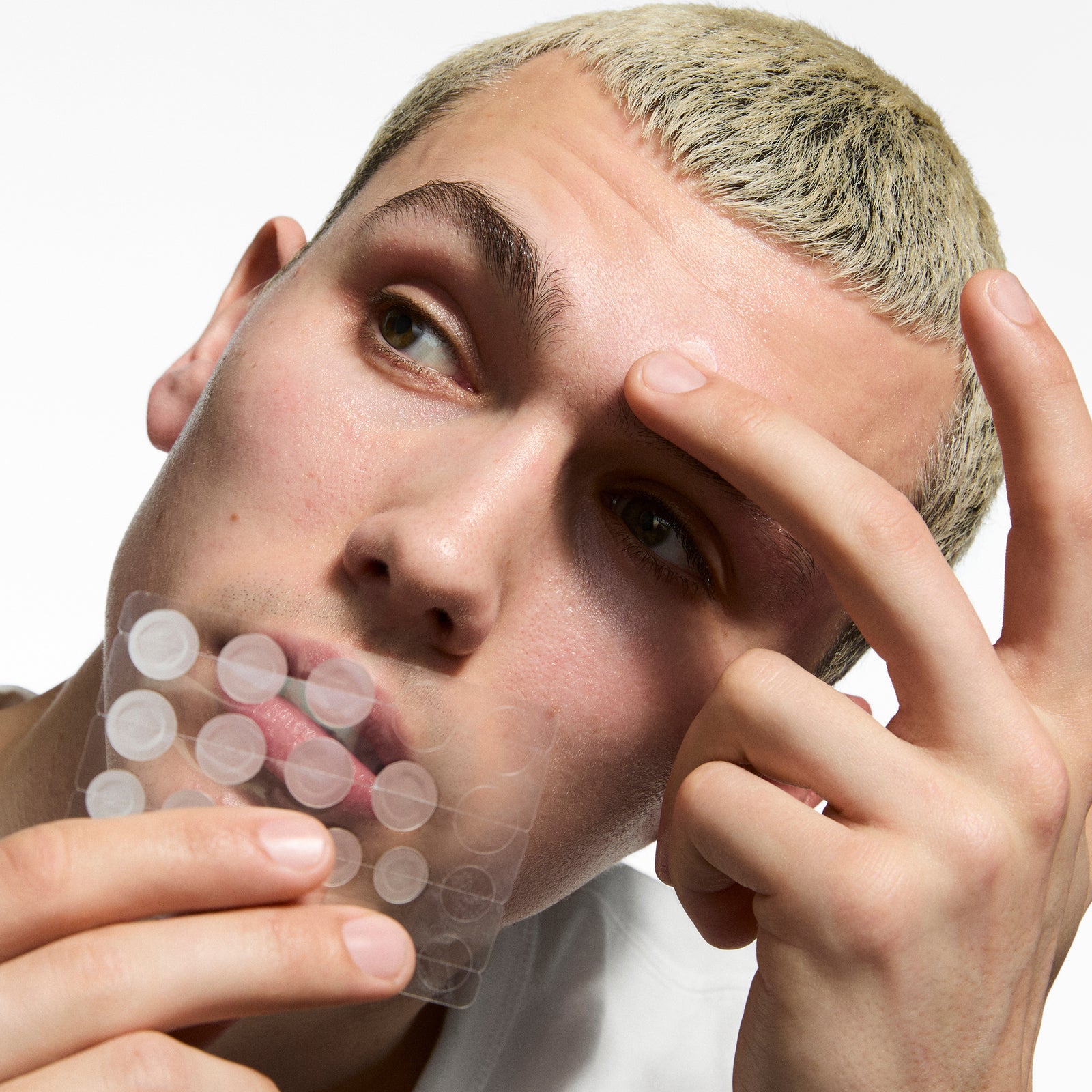 Model with blemish patches