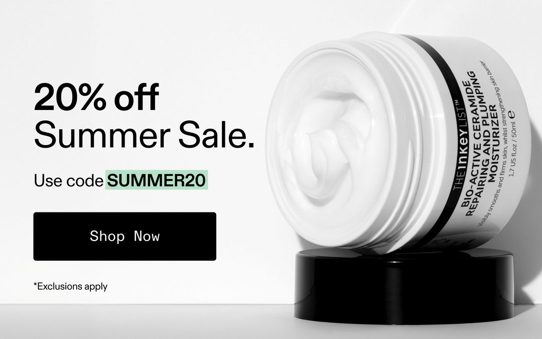 Cosmetic jar with a promotional message for a summer sale on a white background