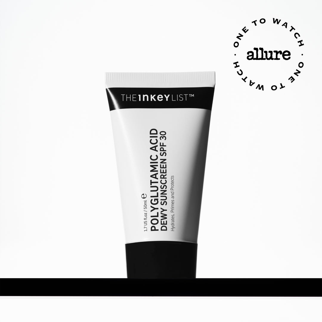 Polyglutamic Acid Dewy Sunscreen SPF 30 lightshot with allure award badge