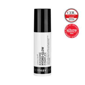 The INKEY List Exosome Hydro-Glow Complex bottle, 1.0 fl oz/30ml with award badges