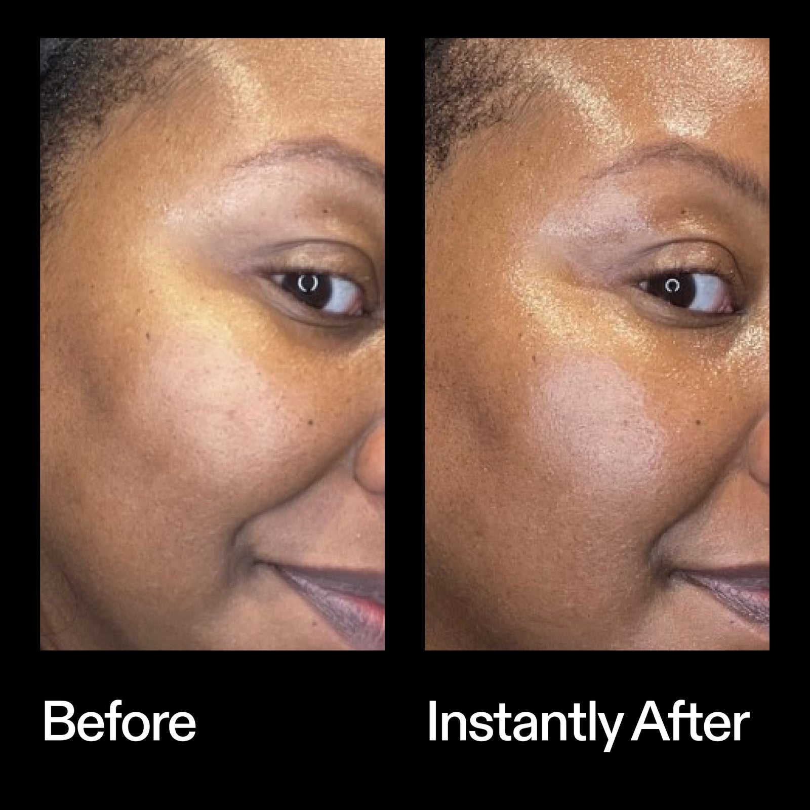 Before and instant after results using The INKEY List Exosome Hydro-Glow Complex