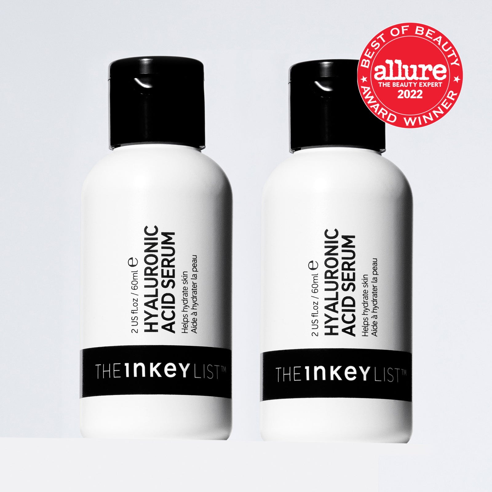 Hyaluronic Acid Serum duo hero shot with allure 2022 winner badge