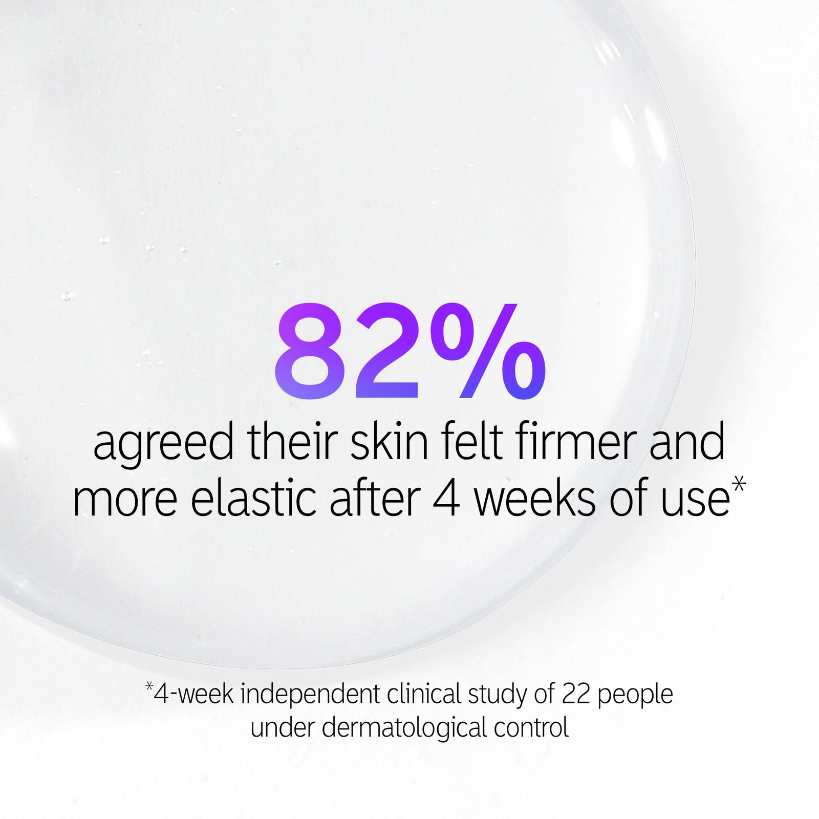 Goop shot with text overlay '82% agreed their skin felt firmer and more elastic after 4 weeks of use*'