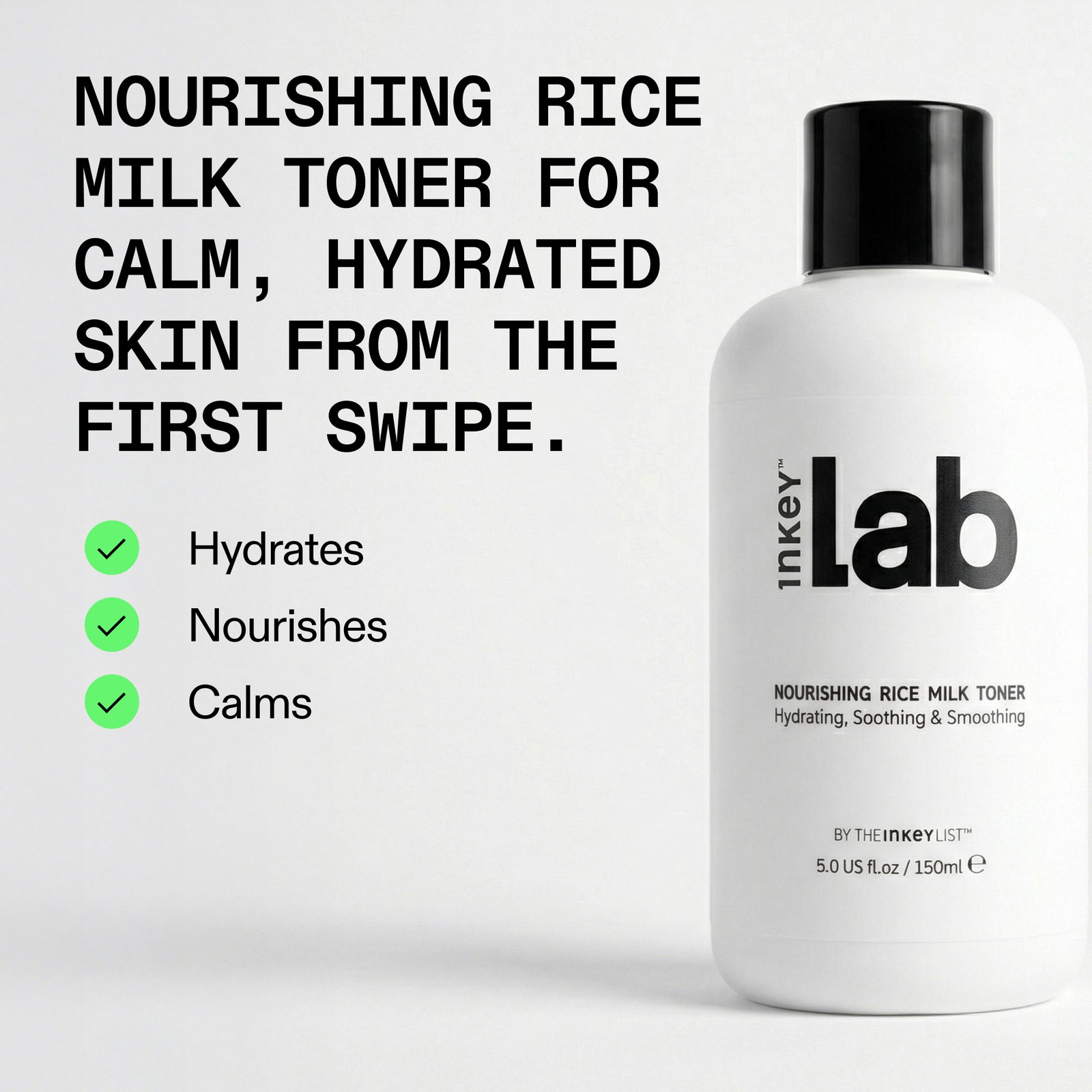 Inkey Lab nourishing rice milk toner bottle with text on a white background