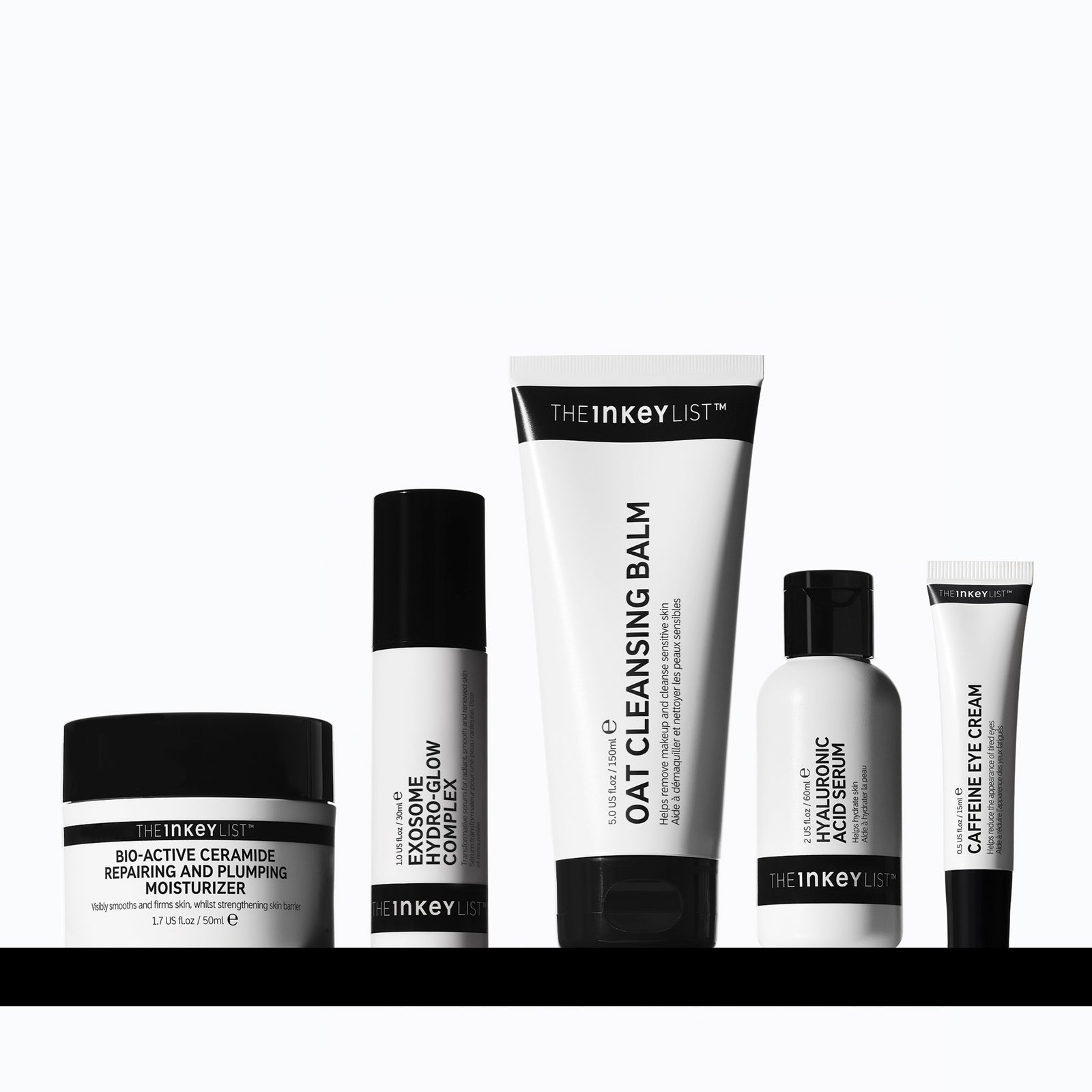Collection of The Inkey List skincare products on a white background