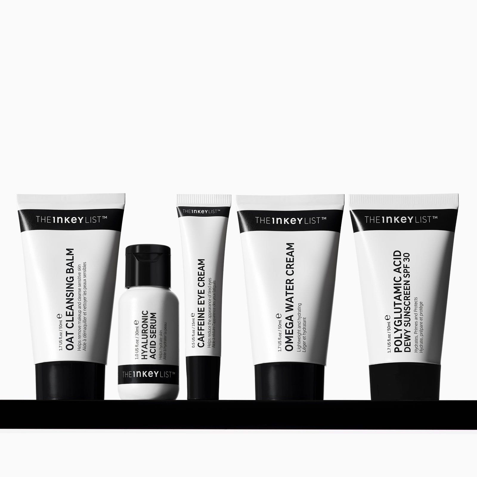 Set of The Inkey List skincare products on a white background