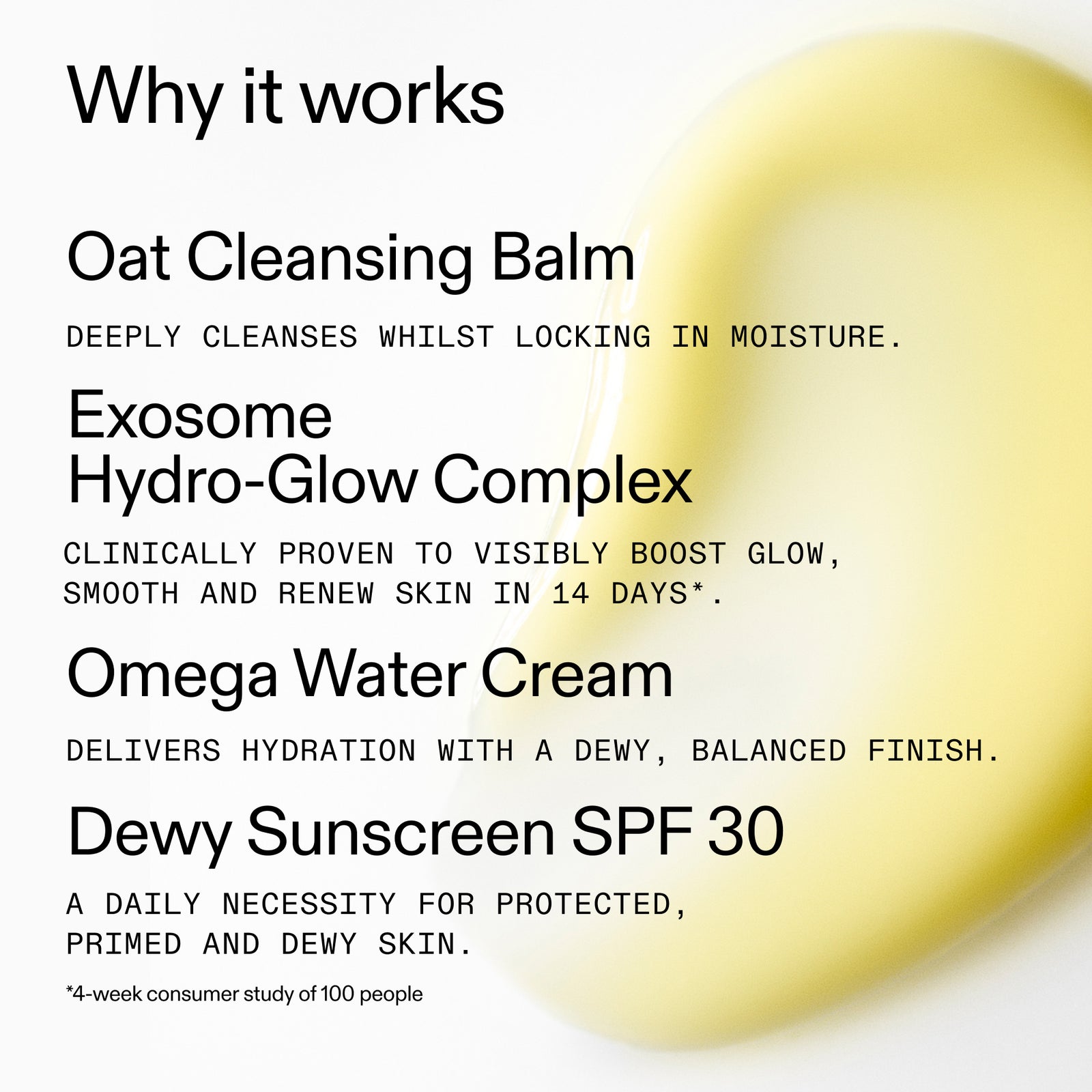 Oat cleansing balm with product details on a white background