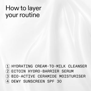 Text overlay on a white background explaining how to layer a skincare routine.