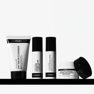 Set of skincare products from The Inkey List on a white background