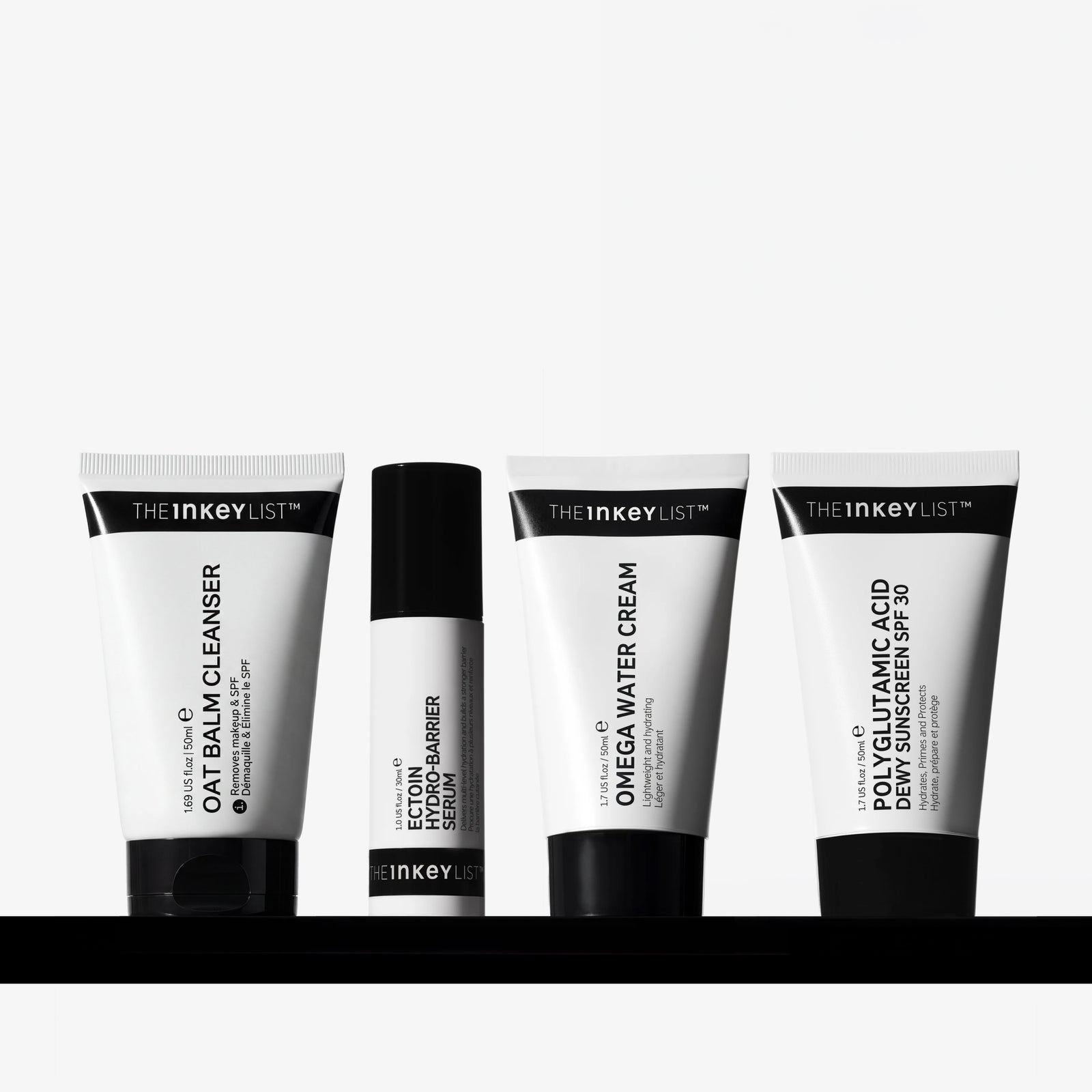 Set of The Inkey List skincare products on a white background