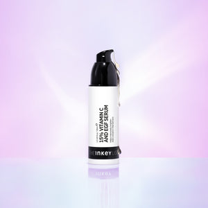 15% Vitamin C + EGF Serum bottle against a purple background