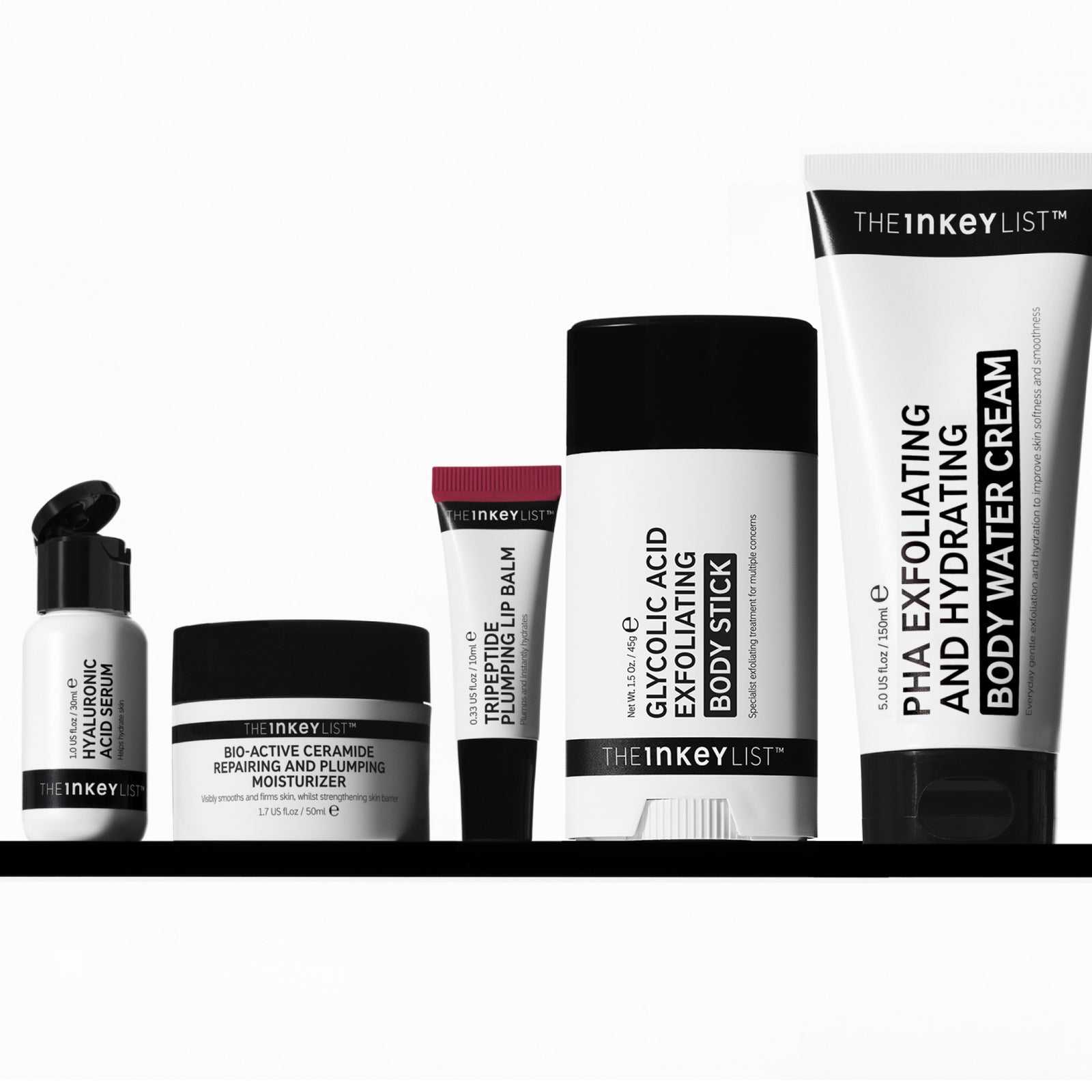 Viral Edit Hero line up: HA Serum, Bio-Active, Berry Tripeptide Lip Balm, Glycolic Body Stick, PHA Body Water Cream