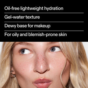 Model using The INKEY List Omega Water Cream – lightweight, oil-free hydration that layers well under makeup