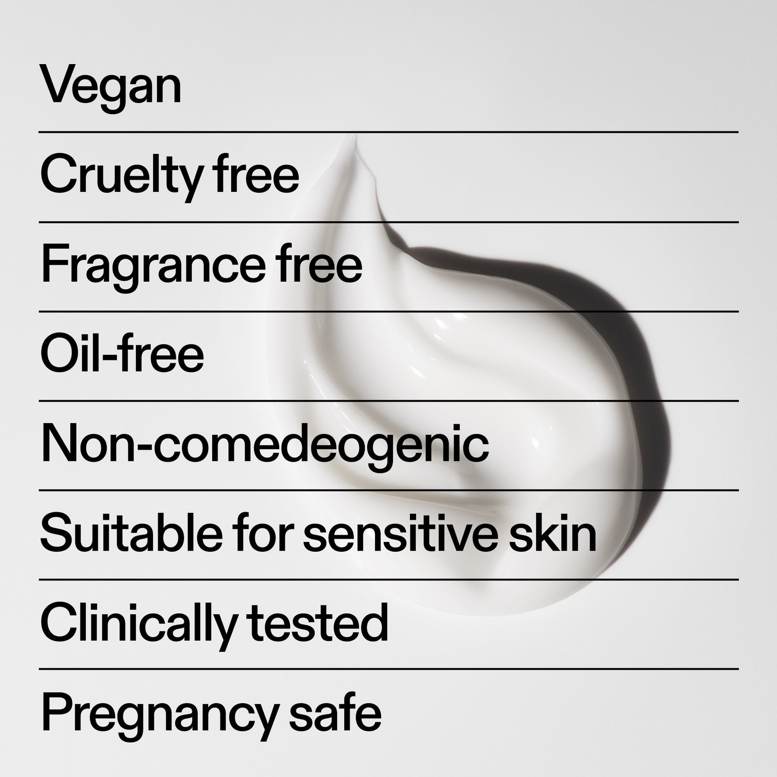 The INKEY List Omega Water Cream benefits – vegan, cruelty free, fragrance free, oil free, non-comedogenic, suitable for sensitive skin, clinically tested and pregnancy safe