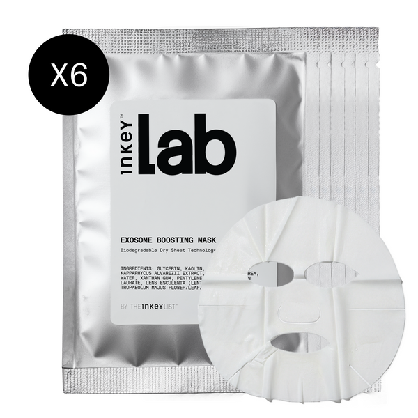 Inkey Lab Exosome Boosting Mask packaging with a single mask on a white background