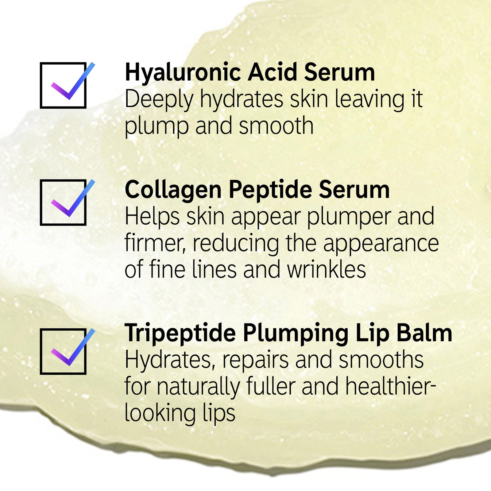 Products in Hydrate and Plump Trio & their benefits