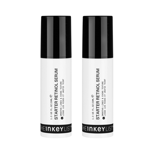 Two bottles of The Inkey List Starter Retinol Serum on a white background