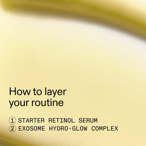 Cosmetic product with text on how to layer a routine.