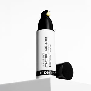 Inkey List retinol serum bottle on a white background