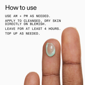 Text on how to use a Succinic Acid Treatment with a close-up of a finger applying it.