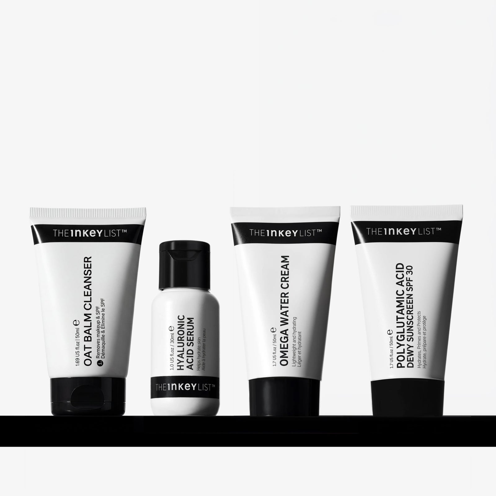 Set of skincare products from The Inkey List on a white background