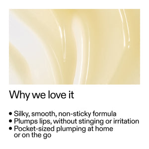 Silky smooth lip balm with text highlighting its features