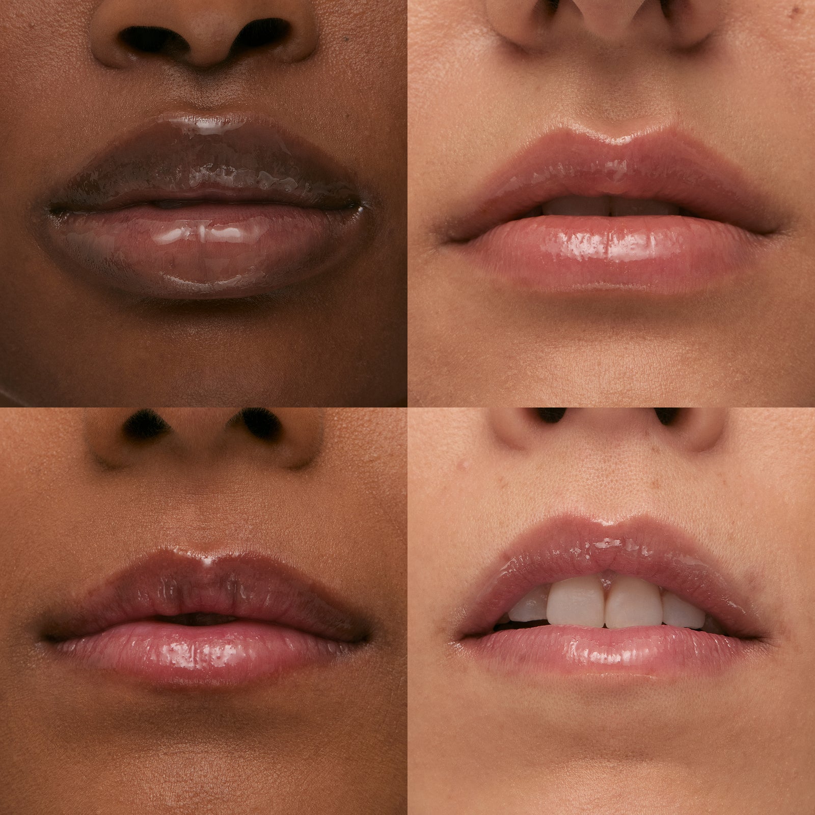 Collage of four close-up images of lips with different skin tones.
