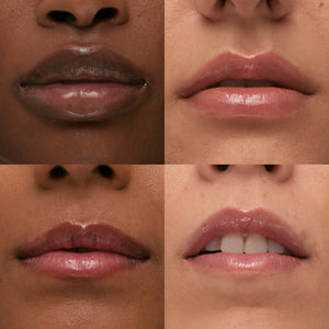 Collage of four close-up images of lips with different skin tones.