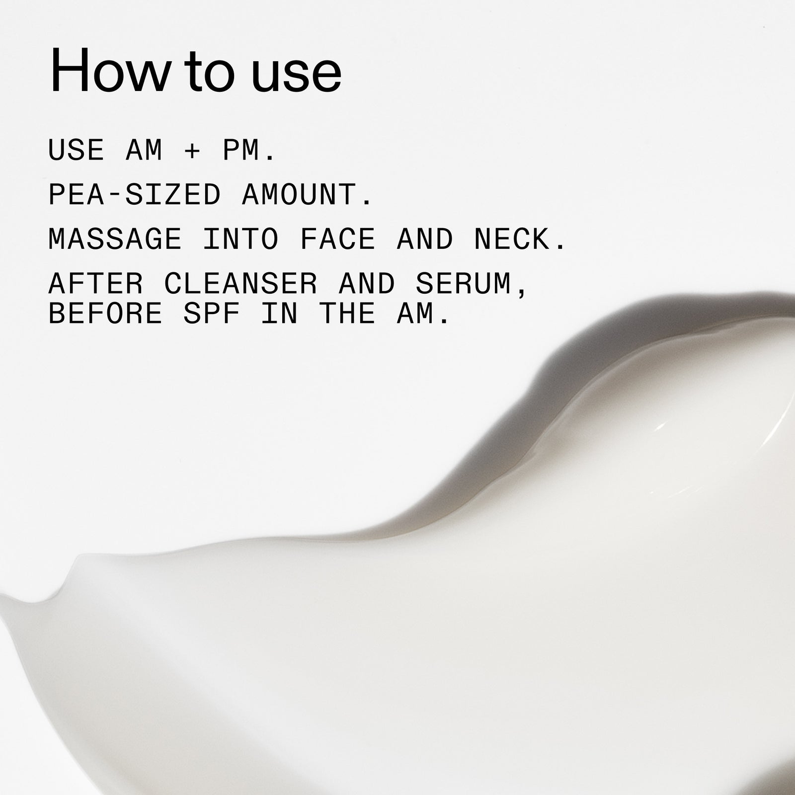 Instructions on how to use a Vitamin B, C and E Moisturiser with a white bowl in the foreground